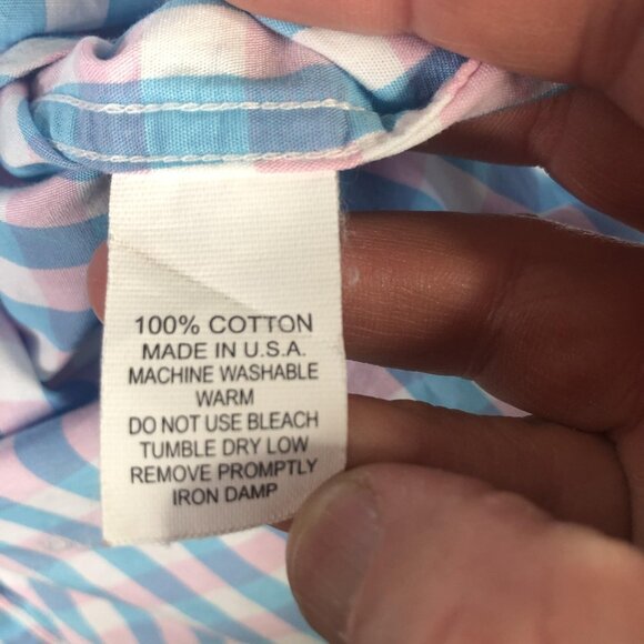 Gitman Bros Shirt Mens Blue Pink Gingham Check Button Front Cotton Made USA - Picture 6 of 16